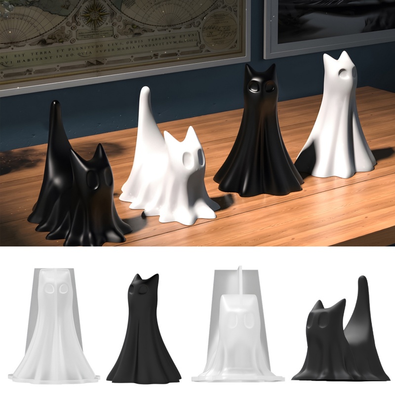 Candle Making Things - Gatto fantasma Halloween Ornamento da tavolo