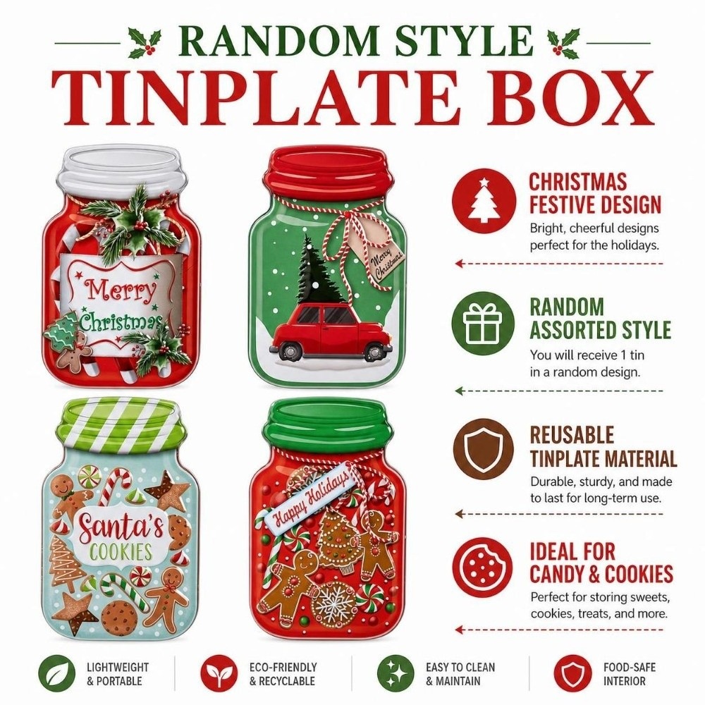 Scatola di latta natalizia in  - Tin Container Lid recensione e prezzo